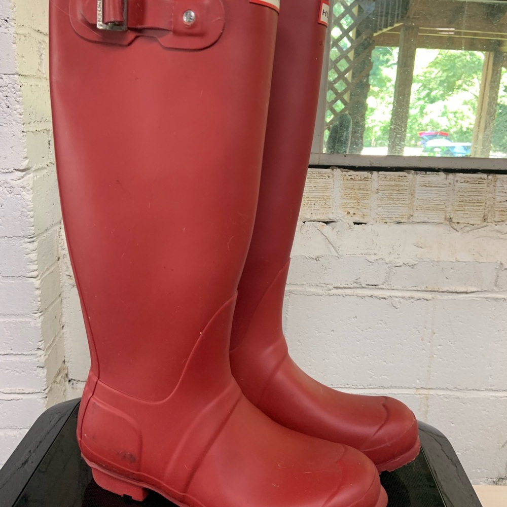 Red Hunter rain boots